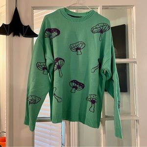 🍄NEW ASOS Design Teal & Purple Mushroom Sweater - Size US 8 / UK 12🍄